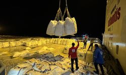 Türkiye'nin "9. İyilik Gemisi"ndeki yardım malzemelerinin indirilmesine başlandı