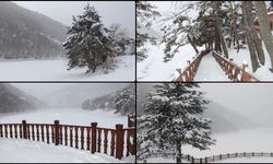 Amasya'da karla kaplanan Boraboy Gölü görüntülendi