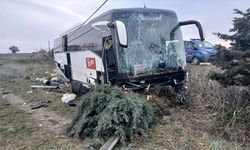 Çanakkale'de yoldan çıkıp boş araziye giren tur otobüsündeki 37 kişi yaralandı