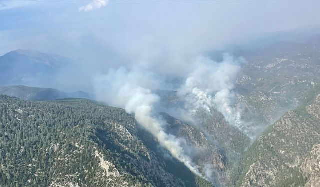 Burdur'da Karanlıkdere Kanyonu'ndaki orman yangınına müdahale sürüyor