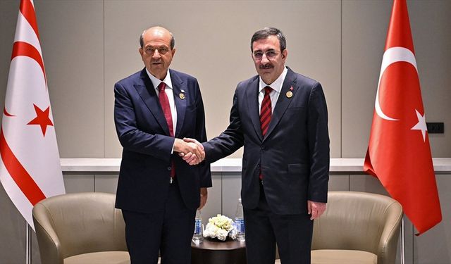 Cumhurbaşkanı Yardımcısı Yılmaz, KKTC Cumhurbaşkanı Tatar ile Şuşa'da bir araya geldi