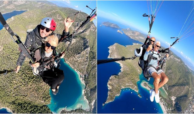 Fethiye'de 86 ve 81 yaşında iki Hollandalı turist yamaç paraşütü yaptı