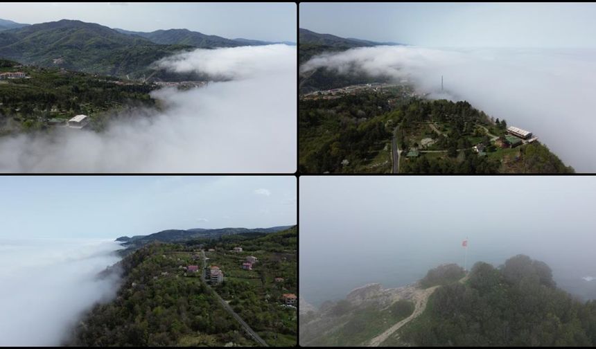 Karadeniz sahilindeki sis dronla görüntülendi
